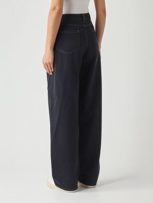4. Pantalone donna Fatuo in raso di cotone Navy