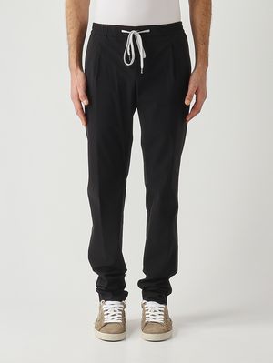 1. Men's Soft trousers in organic stretch technical fabric Black