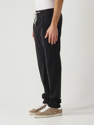 2. Men's Soft trousers in organic stretch technical fabric Black