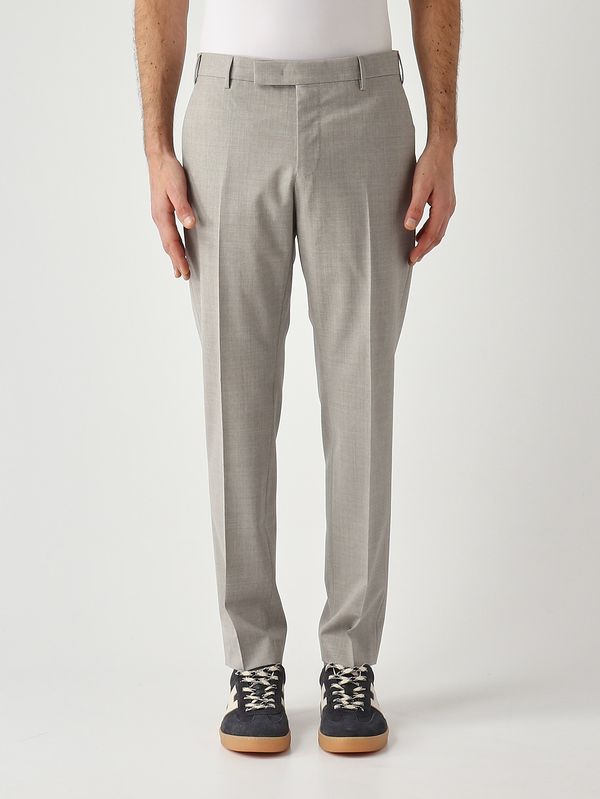 Pantalone uomo Dieci in lana ondulata tropicale b-stretch Grigio Chiaro PT Torino