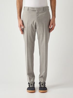 1. Pantalon homme Dieci en laine tropicale ondulée b-stretch Gris Clair