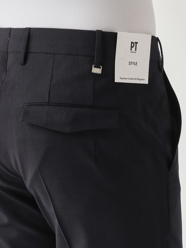 4. Pantalón de hombre Master de lana ondulada elástica de 4 estaciones Azul marino oscuro PT Torino coafmaz00cl1to77