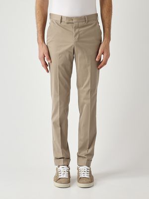 1. Pantalon homme Master en coton et soie extensible Taupe