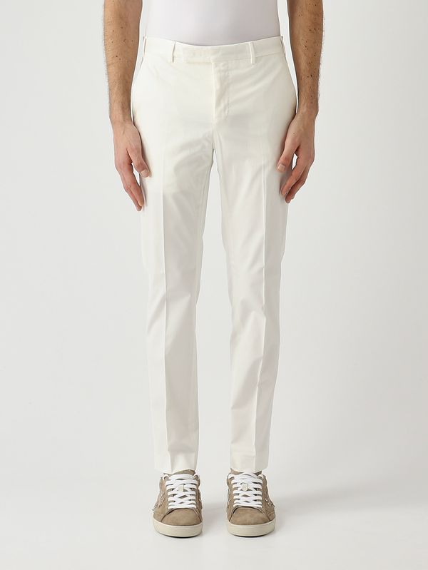 Pantalone uomo Dieci in cotone luxury stretch effetto satin Bianco PT Torino