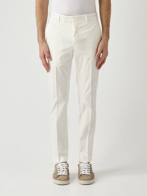 1. Pantalón de hombre Dieci en algodón elástico premium efecto satén Blanco