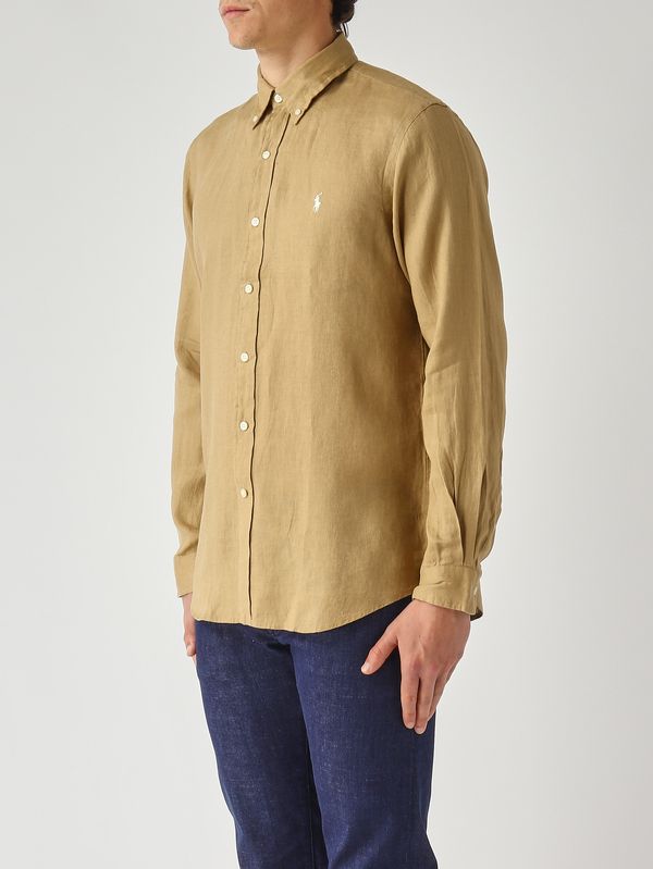 2. Herrenhemd Custom Fit aus Leinen Dunkelbeige Polo Ralph Lauren 710966294