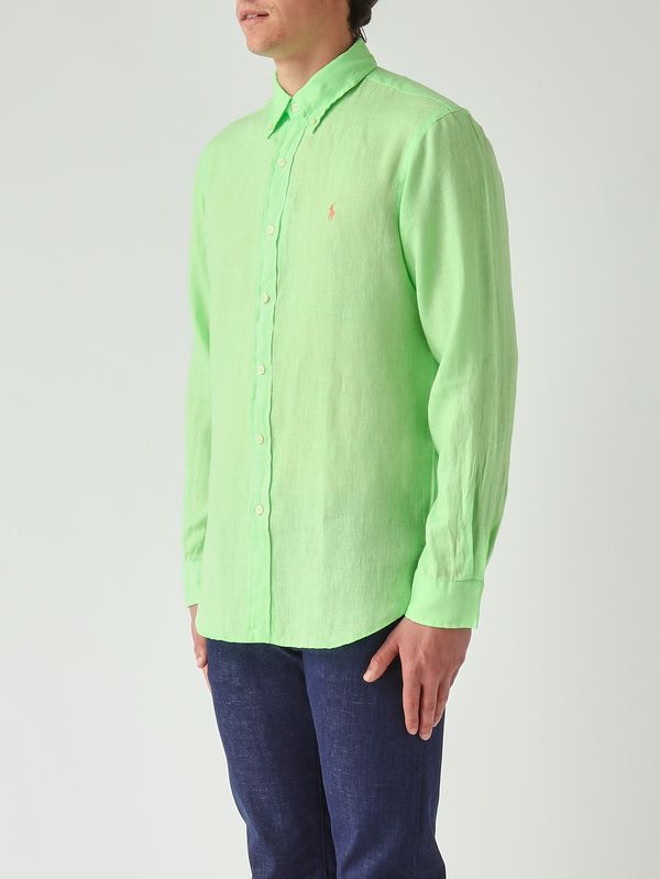 Polo Ralph Lauren Men's custom-fit linen shirt - Lime | Caposerio.com
