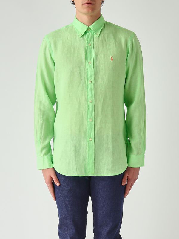 1. Chemise homme custom fit en lin citron vert Polo Ralph Lauren 710966294