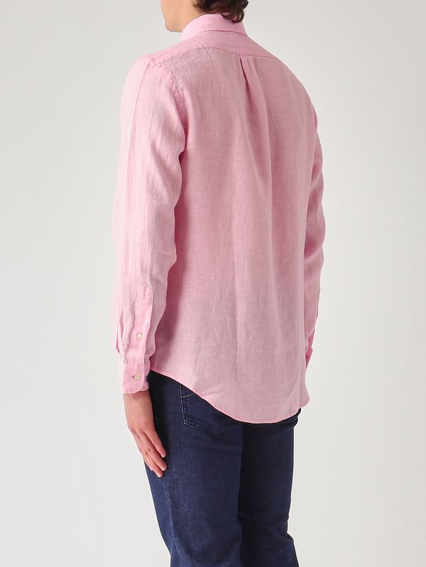 3. Camicia uomo custom fit in lino Rosa Polo Ralph Lauren 710966294