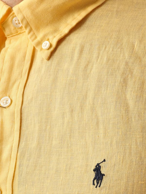 4. Men's custom-fit linen shirt Pale Yellow Polo Ralph Lauren 710966294