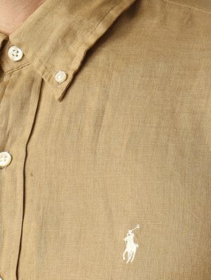 4. Herrenhemd Custom Fit aus Leinen Dunkelbeige