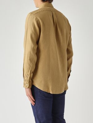 3. Herrenhemd Custom Fit aus Leinen Dunkelbeige