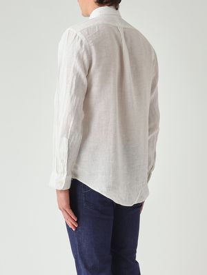 3. Chemise homme custom fit en lin Blanc