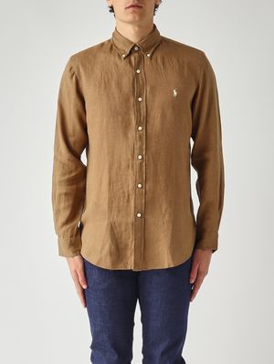 1. Chemise homme custom fit en lin Caramel