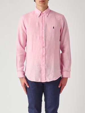 1. Camicia uomo custom fit in lino Rosa