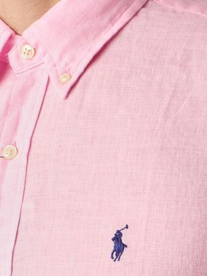 4. Camicia uomo custom fit in lino Rosa