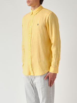 2. Men's custom-fit linen shirt Pale Yellow