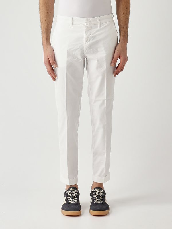 Pantalone uomo in gabardina di cotone stretch Bianco Fay