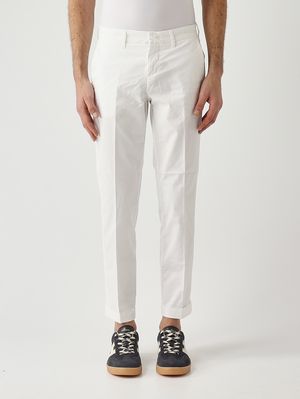 1. Pantalone uomo in gabardina di cotone stretch Bianco