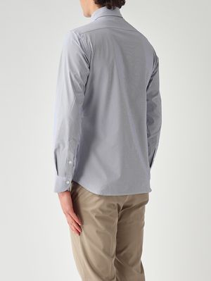 4. Herrenhemd aus bügelfreiem Stretchgewebe Weiß-Blau