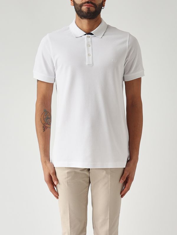 Polo para hombre de piqué de algodón elástico. Blanco Fay