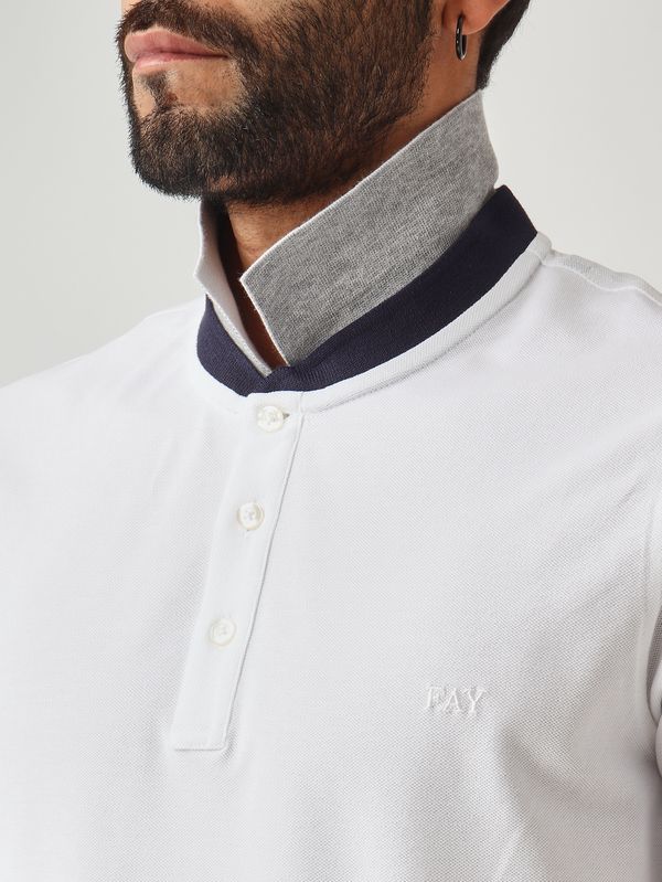 5. Polo uomo in piqué di cotone stretch Bianco Fay npmb252135stdw