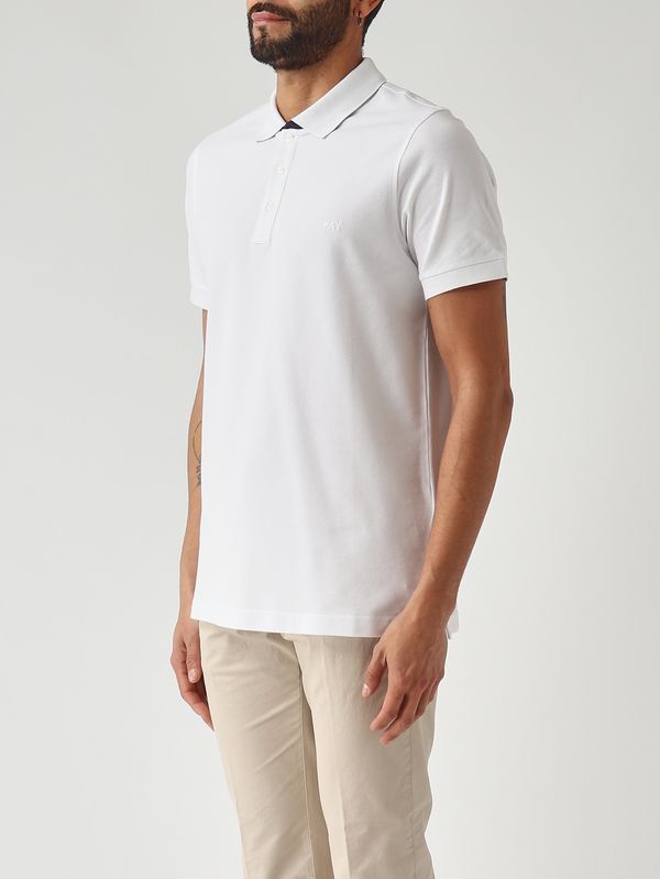 3. Polo uomo in piqué di cotone stretch Bianco Fay npmb252135stdw