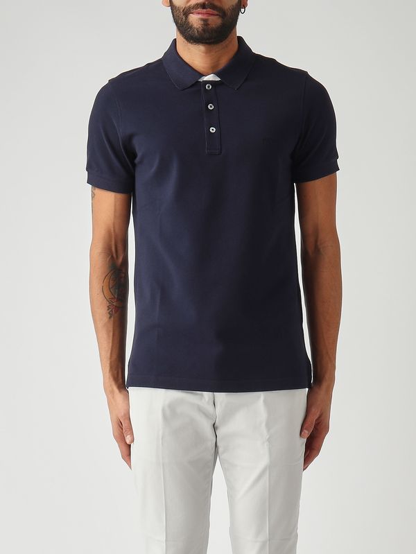 Polo para hombre de piqué de algodón elástico. Azul marino Fay