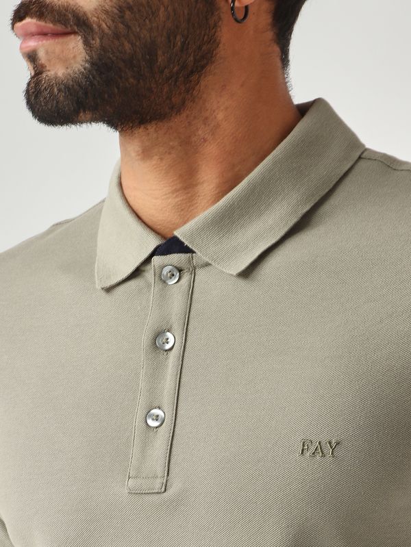 5. Polo uomo in piqué di cotone stretch Salvia Fay npmb252135stdw