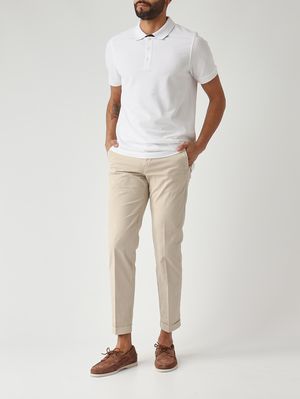2. Polo uomo in piqué di cotone stretch Bianco