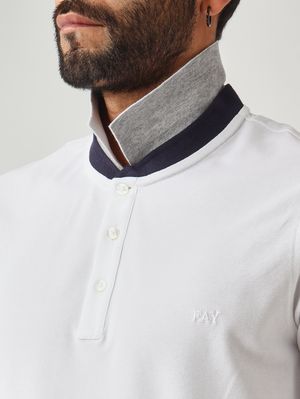 5. Polo uomo in piqué di cotone stretch Bianco