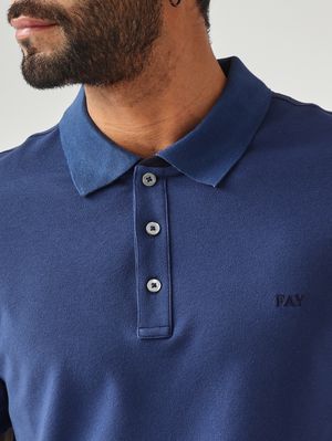 5. Polo para hombre de piqué de algodón elástico. Azul