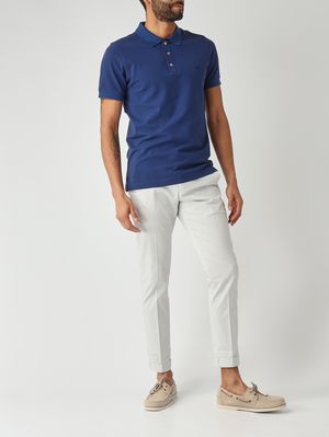 2. Polo para hombre de piqué de algodón elástico. Azul