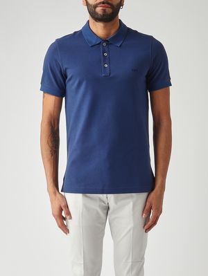 1. Polo para hombre de piqué de algodón elástico. Azul