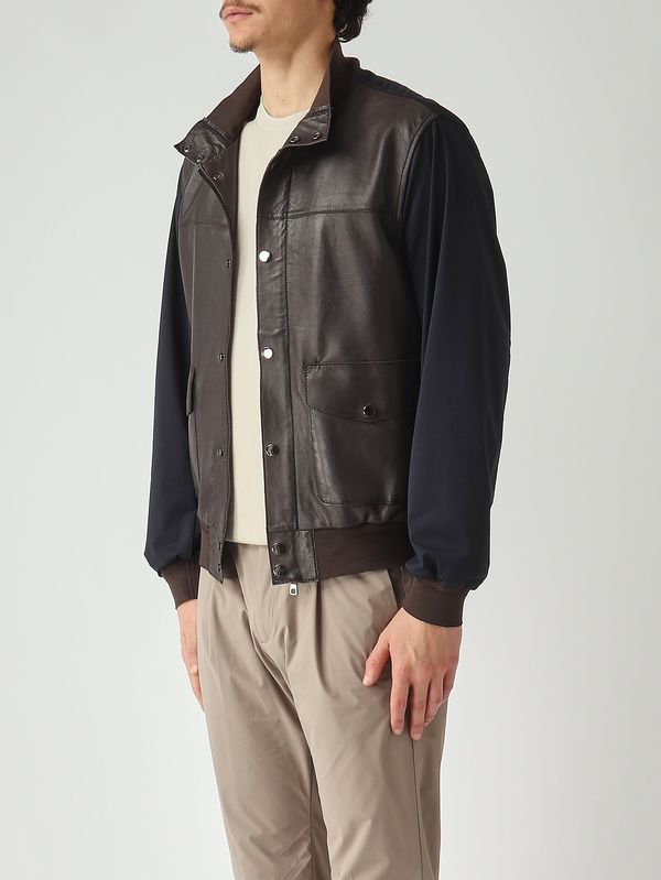 3. Herrenjacke Titano aus Plongé und Nylon Braun-Blau The Jack Leathers titmnplo