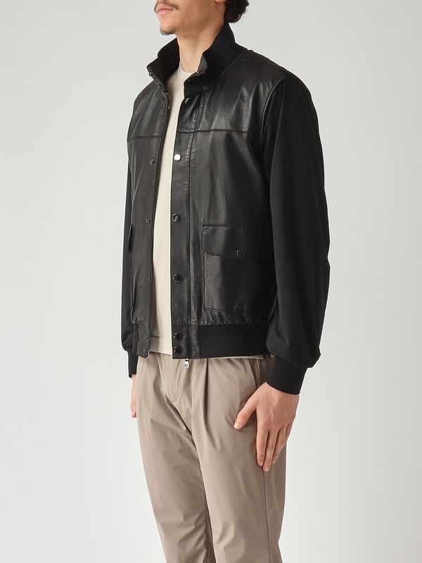 3. Herrenjacke Titano aus Plongé und Nylon Schwarz The Jack Leathers titmnplo