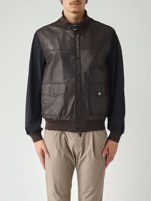 1. Blouson homme Titano en plongé et nylon Marron-Bleu