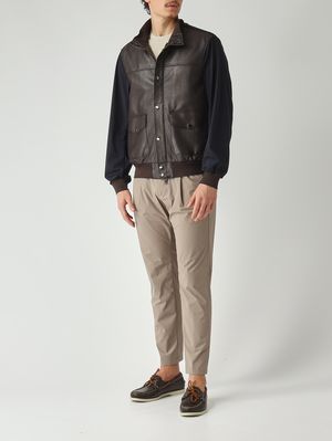 2. Blouson homme Titano en plongé et nylon Marron-Bleu