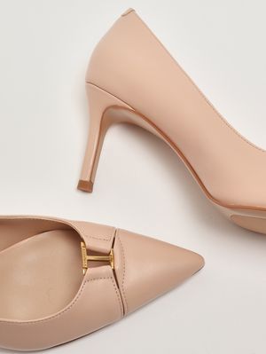 4. Escarpins femme en cuir Pêche