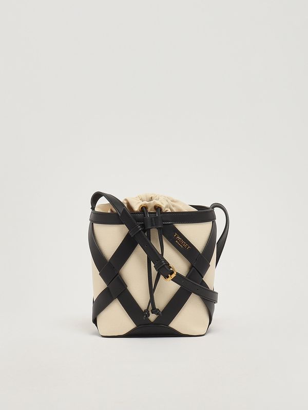 4. Borsa donna in canvas e simil pelle Madreperla-Nero Twinset 261tb7270