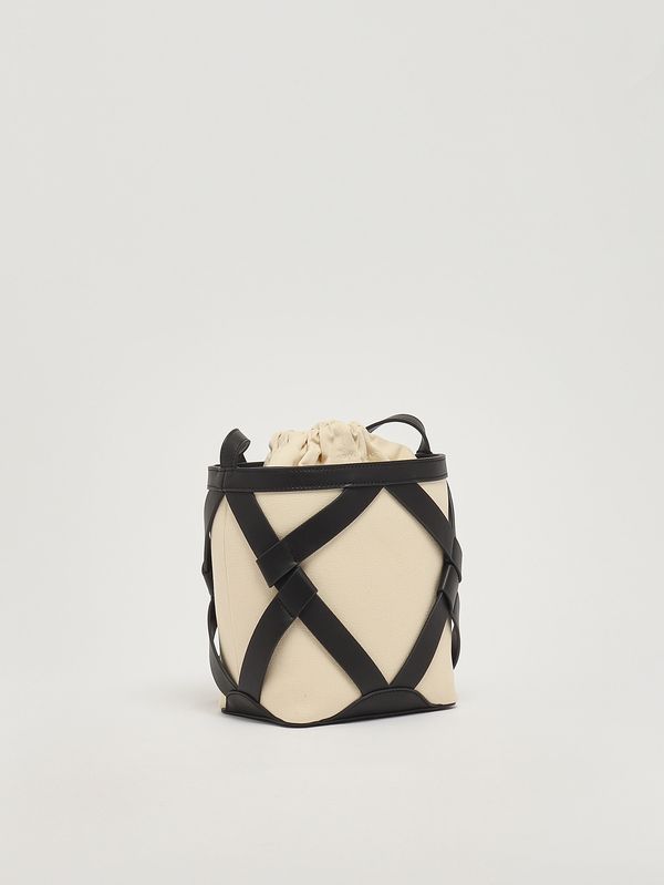 3. Borsa donna in canvas e simil pelle Madreperla-Nero Twinset 261tb7270
