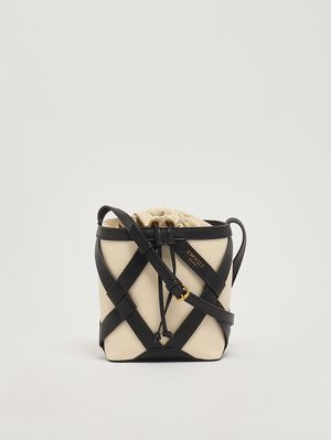 4. Borsa donna in canvas e simil pelle Madreperla-Nero