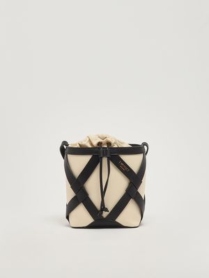 1. Borsa donna in canvas e simil pelle Madreperla-Nero