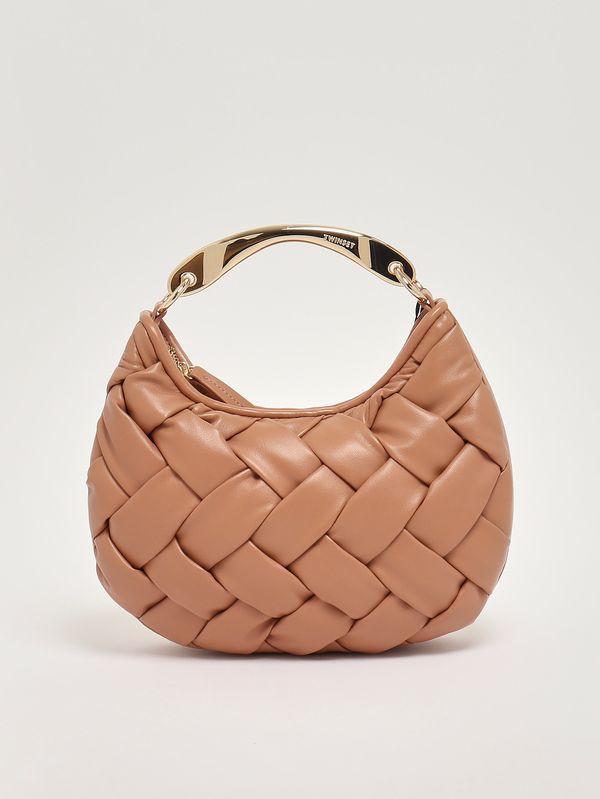 1. Women's Croissant bag in woven faux leather Mocha Mousse Twinset 261tb7370