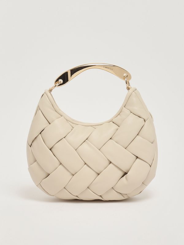 1. Women's Croissant bag in woven faux leather Parchment Twinset 261tb7370
