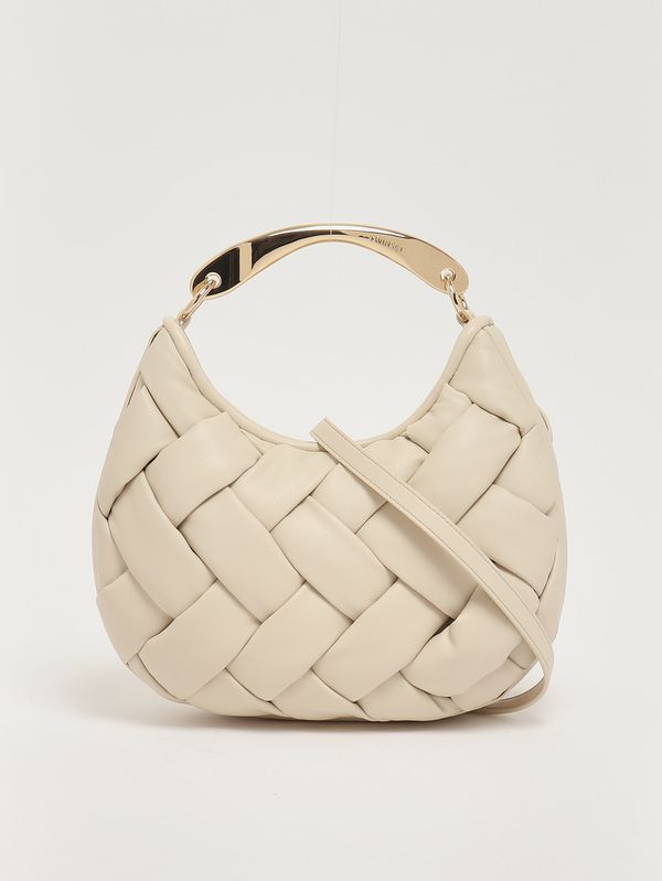 4. Women's Croissant bag in woven faux leather Parchment Twinset 261tb7370