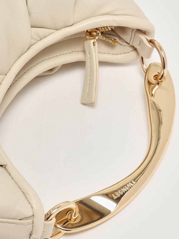 6. Women's Croissant bag in woven faux leather Parchment Twinset 261tb7370