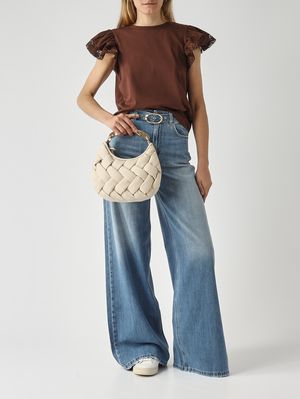 2. Women's Croissant bag in woven faux leather Parchment