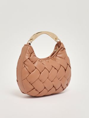 3. Women's Croissant bag in woven faux leather Mocha Mousse