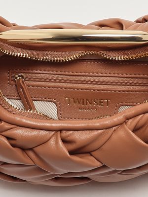 5. Women's Croissant bag in woven faux leather Mocha Mousse